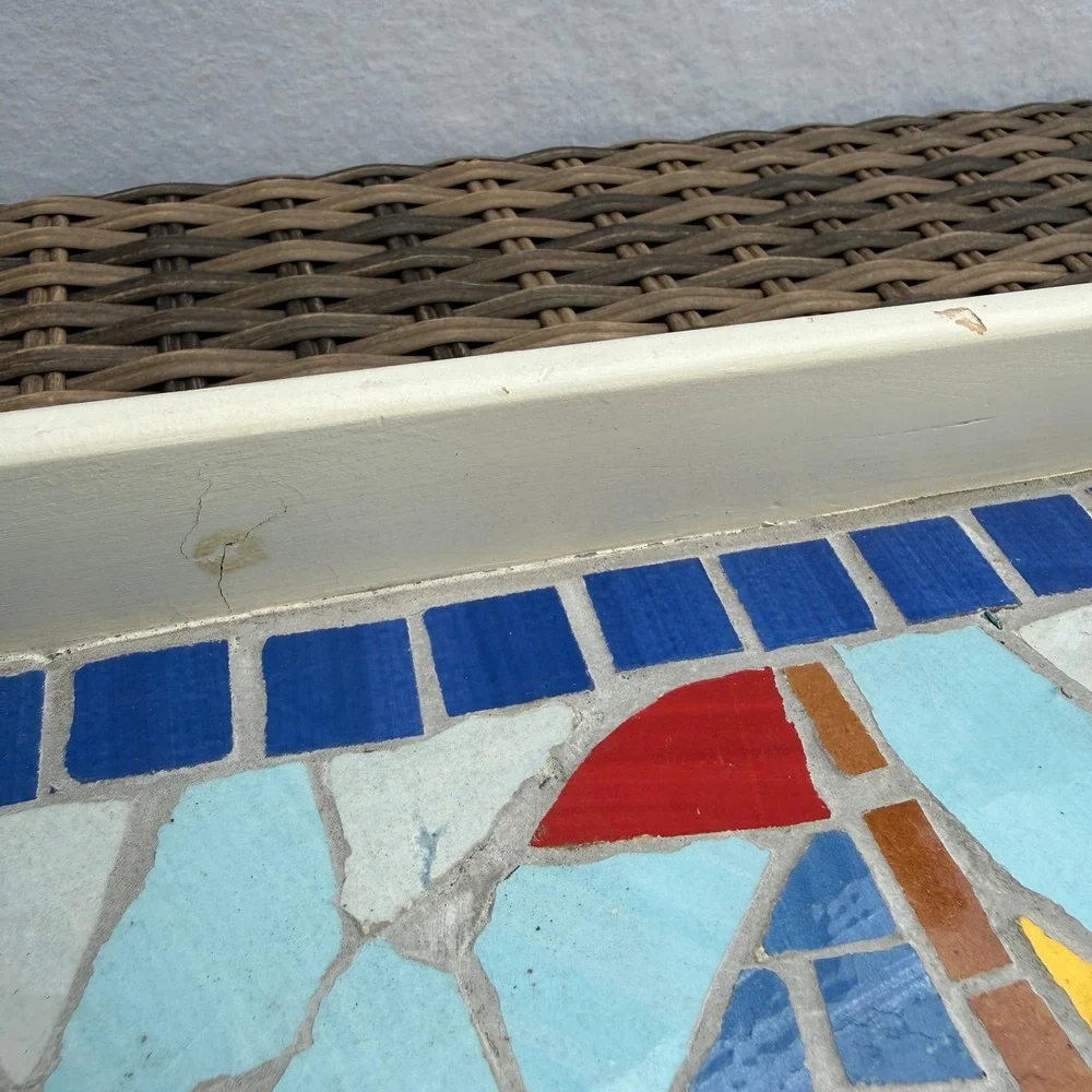 Handmade Mosaic Sailboat Serving Tray Wooden Coastal Nautical Decorative 19x12